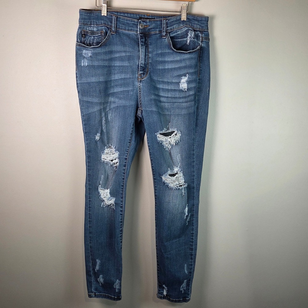 Judy Blue Skinny Jeans Women 16W Blue Excellent Distressed JB62123MD-PL Denim